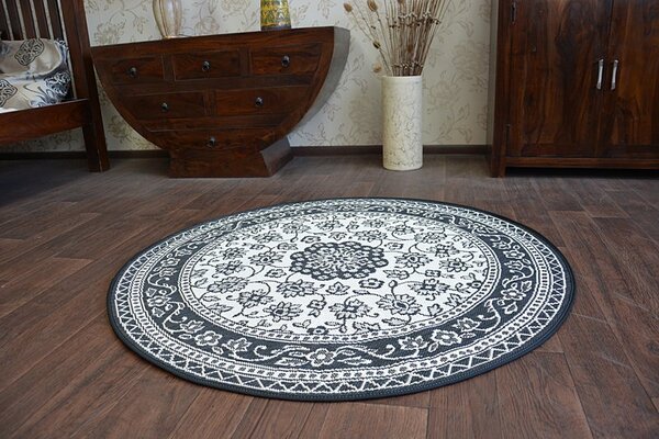 Balta Kulatý koberec Sisal FLAT 48691/690 černý Rozměr: průměr 120 cm