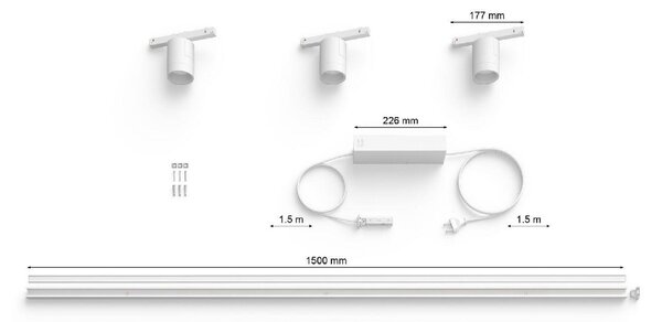 Philips HUE Perifo lištové nástěnné svítidlo se 3 spoty, LED WACA 15,6W 1530lm 2000-6500K RGB, bílá