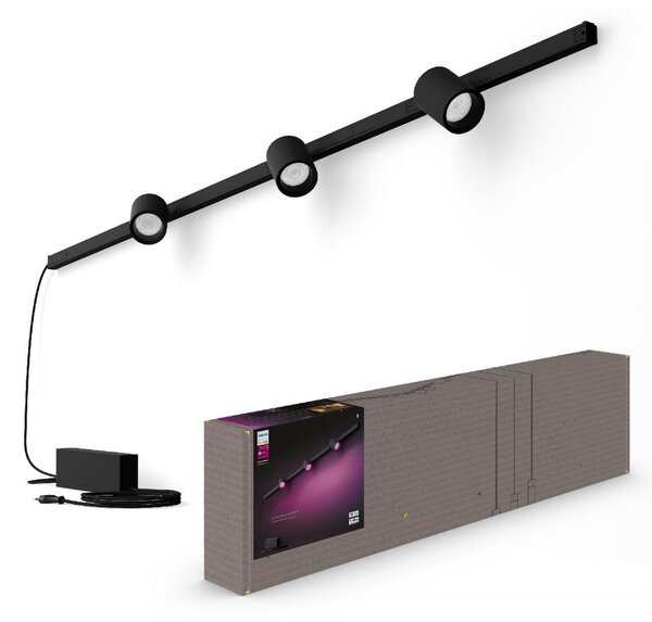Philips HUE Perifo lištové nástěnné svítidlo se 3 spoty, LED WACA 15,6W 1530lm 2000-6500K RGB, černá