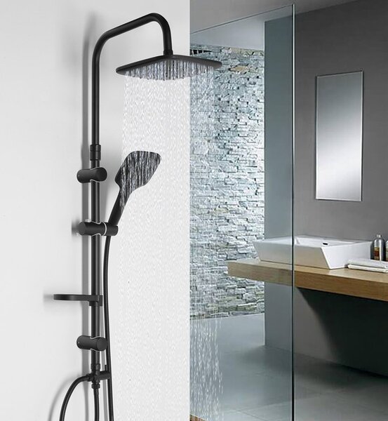 Aqualine Aqualine, KERA sprchový sloup s připojením na baterii, černá, SL435