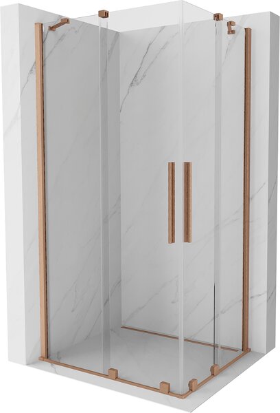 Mexen Velar Duo, sprchový kout s posuvnými dveřmi 100(dveře) x 90(dveře) cm, 8mm čiré sklo, měděná matná profil, 871-100-090-02-65