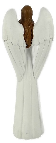 Soška anděla bílo-zlatá se svící 19 cm (Dekorační anděl se svíčkou 19 cm)