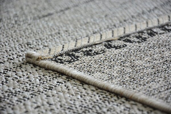 Balta Kusový koberec Sisal FLOORLUX 20389 stříbrný / černý Rozměr: 140x200 cm