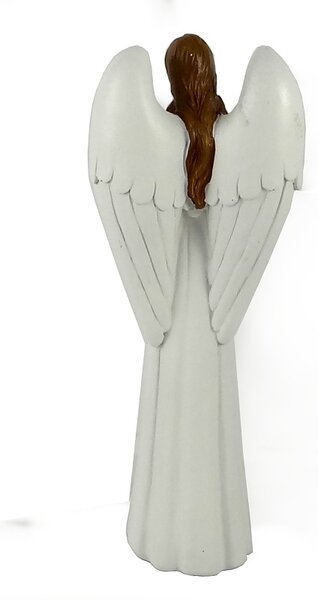 Bílý anděl s otevřenou knihou 19 cm – elegantní soška z polyresinu (Soška anděla s knihou 19 cm bílá)