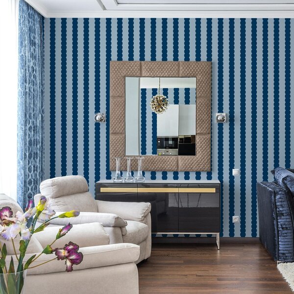 Tapety Tmavě modré vlnovky ve stylu minimalismu, Tapety geometrie, Tapety pruhy, a01182v3 : uwalls.cz