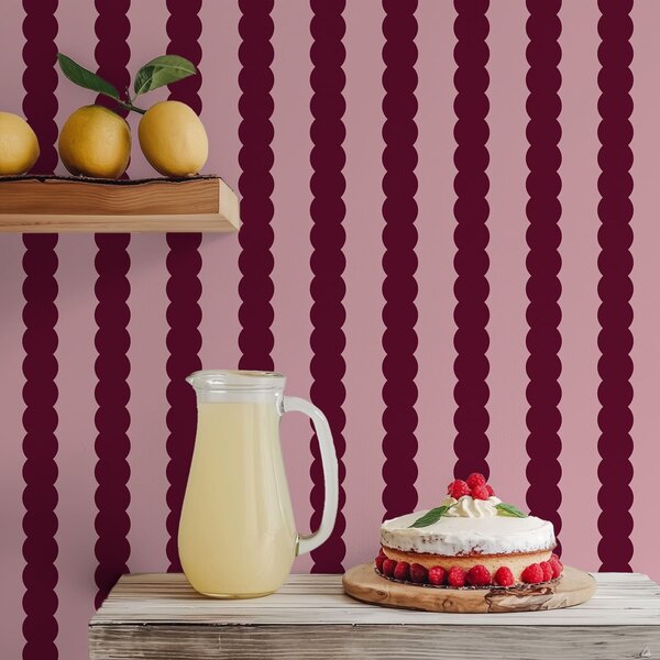 Tapety Vlnitý vzor v barvě burgundské červené ve stylu minimalismu, Tapety geometrie, Tapety pruhy, a01182v5 : uwalls.cz