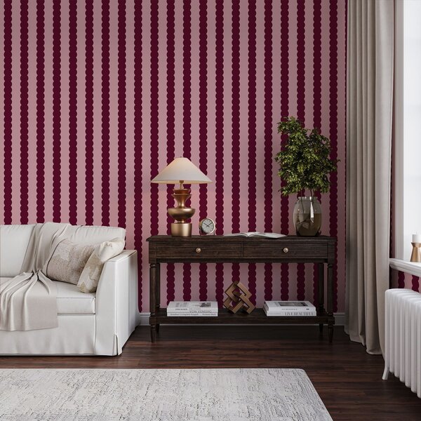 Tapety Vlnitý vzor v barvě burgundské červené ve stylu minimalismu, Tapety geometrie, Tapety pruhy, a01182v5 : uwalls.cz