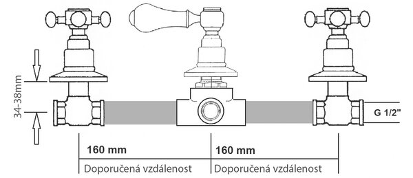 Sapho Sapho, ANTEA podomítková sprchová baterie, 2 výstupy, chrom/zlato, SET305-102