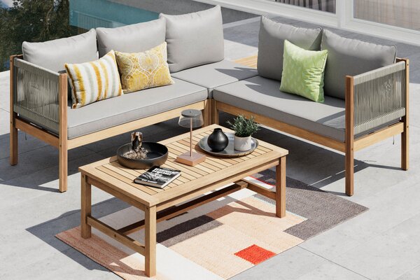 TERASOVÁ SEDACÍ SOUPRAVA dřevo, plast, textil Ambia Garden - Online Only zahradní nábytek, Online Only