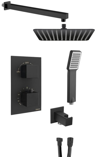 Sapho, LATUS podomítkový sprchový set s termostatickou baterií, box, 2 výstupy, černá mat, 1102-62B-21