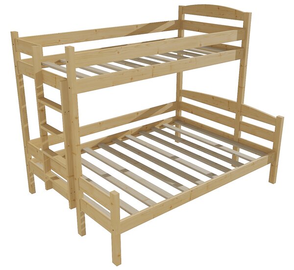Vomaks Patrová postel s rozšířeným spodním lůžkem PPS 001 Rozměr: 100/120 x 180 cm, Umístění žebříku: vlevo (vyobrazeno), Povrchová úprava: bezbarvý …