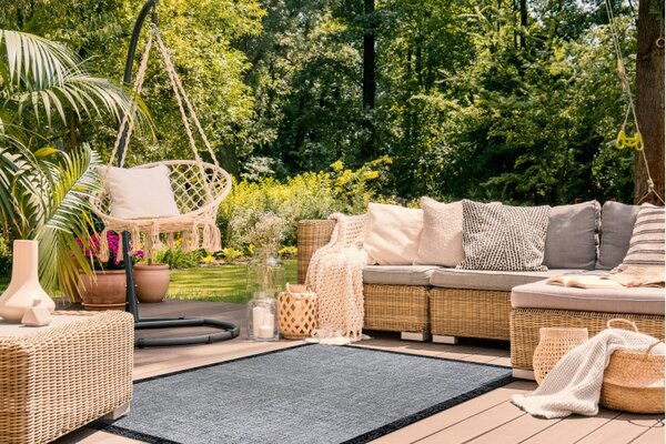 Balta Kusový koberec SISAL FLOORLUX 20401 stříbrný / černý Rozměr: 120x170 cm