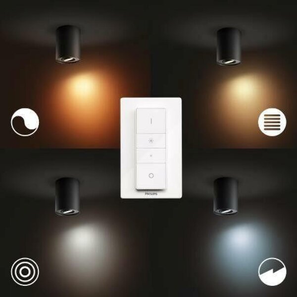 PHILIPS HUE Hue White Ambiance Stropní bodové svítidlo Philips Pillar BT 8719514338449 LED GU10 1x5W 350lm 2200-6500K 230V, černé s dálkovým ovladačem a Bluetooth