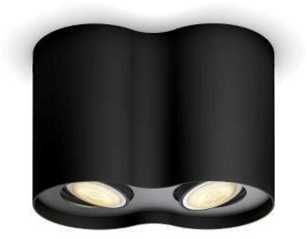PHILIPS HUE Hue White Ambiance Stropní bodové svítidlo Philips Pillar BT 8719514338425 LED GU10 2x5W 2x350lm 2200-6500K 230V, černé s dálkovým ovladačem a Bluetooth