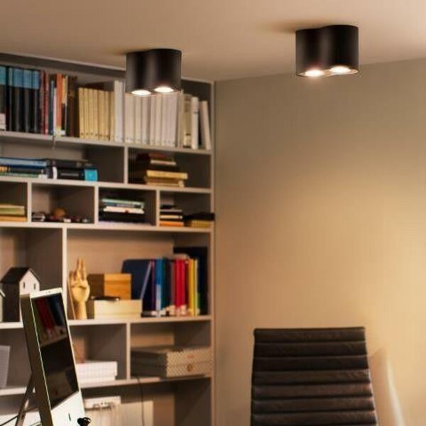PHILIPS HUE Hue White Ambiance Stropní bodové svítidlo Philips Pillar BT 8719514338425 LED GU10 2x5W 2x350lm 2200-6500K 230V, černé s dálkovým ovladačem a Bluetooth