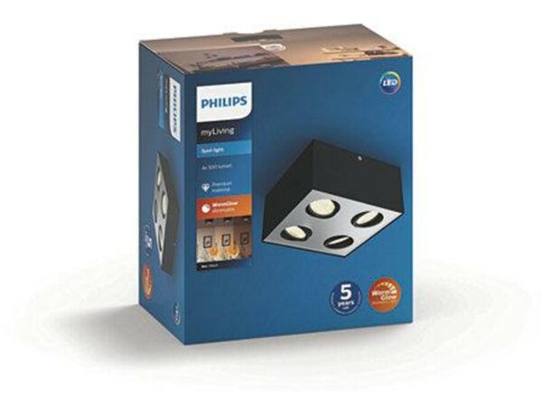 LED Bodové svítidlo Philips Box 50494/30/P0 černé 4x4,5W