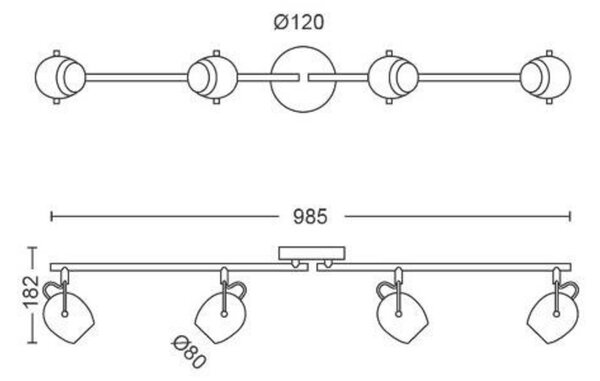 LED Bodové svítidlo Philips Rivano 50614/30/P0 4x4,3W černé 2700K
