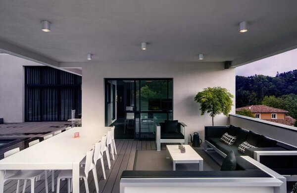 BIG WHITE SLV ROX CEILING venkovní stropní svítidlo, QPAR111, IP44, kulaté, kartáčovaný Al, max. 75 W 1000332