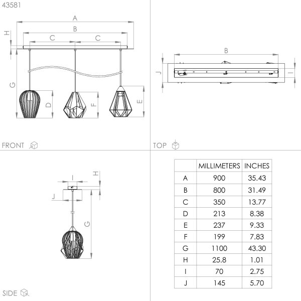 Eglo 43581 - Lustr na lanku DISTAFF 3xE27/40W/230V