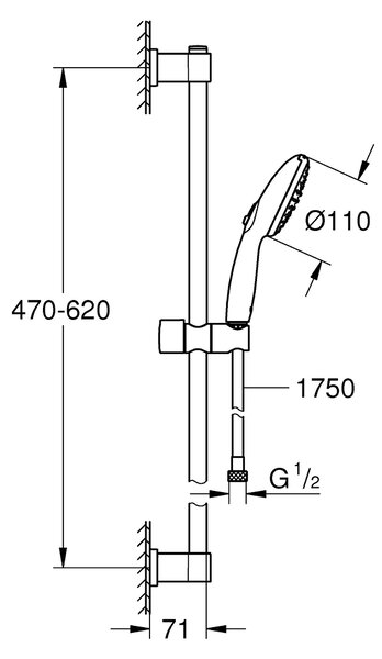 Grohe Vitalio Start sprchová sada na stěnu černá 279482431