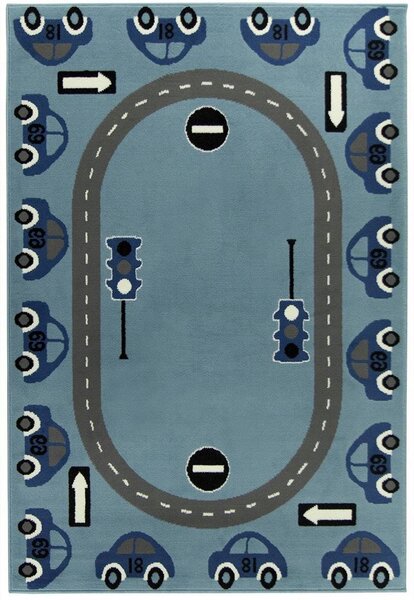 Balta Dětský kusový koberec KIDS 531825/94922 Auta šedý / modrý Rozměr: 120x170 cm