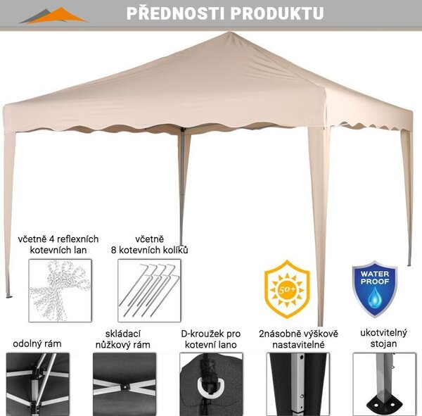 INSTENT BASIC Zahradní párty stan, 3 x 3 m, béžový