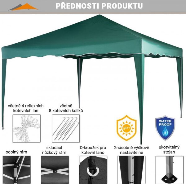 INSTENT BASIC Zahradní párty stan, 3 x 3 m, zelený