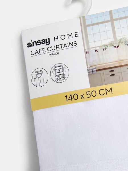 Sinsay - Sada krátkých záclon s ozdobnými mašlemi 2 pack - červená