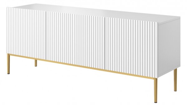 TV stolek Nicole 150 cm - bílý mat / zlaté nožky