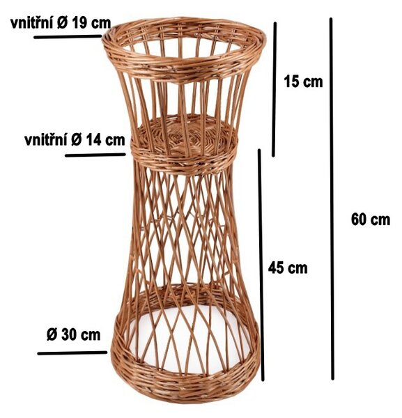 Proutěný stojan na květiny 60 cm