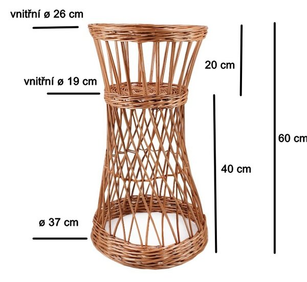 Proutěný stojan na květiny 60 cm XL