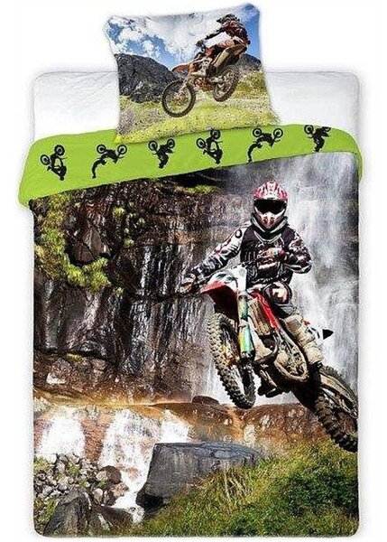 Bavlněné ložní povlečení Motocross Enduro - 100% bavlna - 70 x 90 cm + 140 x 200 cm