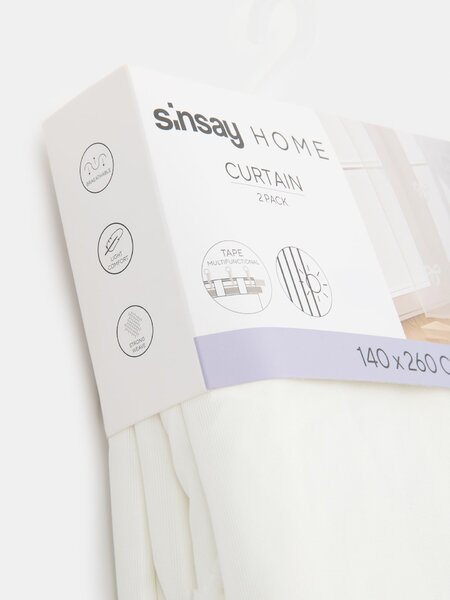 Sinsay - Sada poloprůhledných záclon na řasící pásce s motivem mašlí 2 pack - bílá