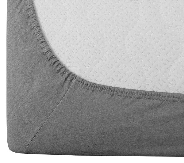 Sada krepového povlečení LINIE modré + prostěradlo Jersey 90 x 200 cm světle šedé, jednolůžko