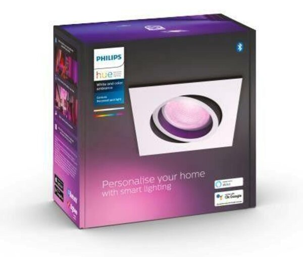 PHILIPS HUE Hue Bluetooth White and Color Ambiance zápustné svítidlo Philips Centura 8719514338920 bílé hranaté GU10 5.7W