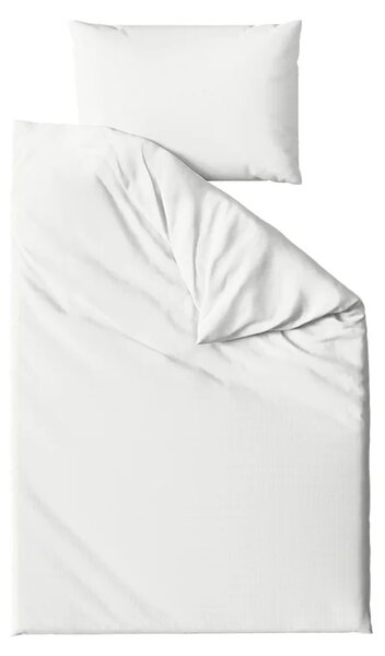Sada krepového povlečení DENYX BLEND světle krémové, hotelová kapsa + prostěradlo Jersey 90 x 200 cm šedobéžové, jednolůžko