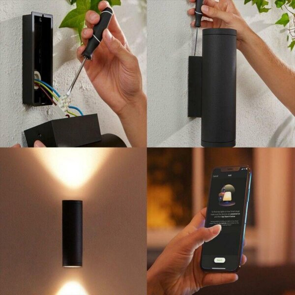 PHILIPS HUE Hue LED White and Color Ambiance Venkovní nástěnné svítidlo Philips Appear 17463/30/P7 2x8W černé