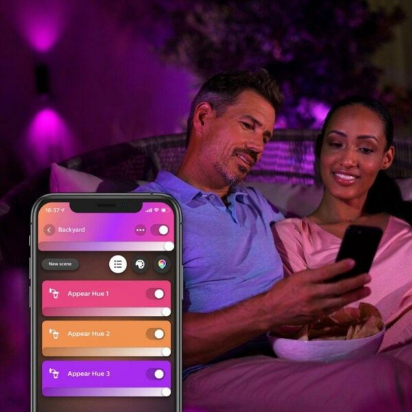 PHILIPS HUE Hue LED White and Color Ambiance Venkovní nástěnné svítidlo Philips Appear 17463/30/P7 2x8W černé