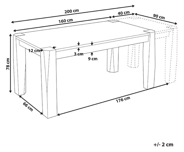 Rozkládací jídelní stůl MISSION Světlý jasan 160/200 cm 90 cm