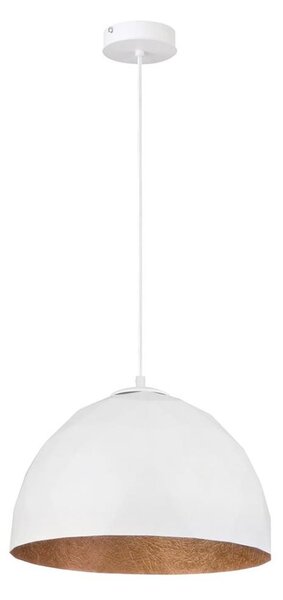 Lustr na lanku DIAMENT 1xE27/60W/230V pr. 35 cm bílá/měděná