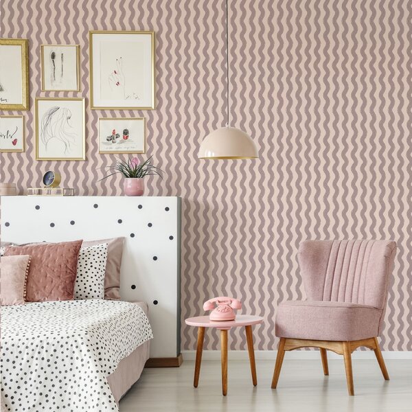 Tapety Vlnitý vzor v barvě starorůžové na světlém pozadí, Tapety geometrie, Tapety pruhy, a01188v4 : uwalls.cz