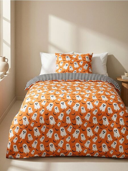 Sinsay - Sada ložního prádla s halloweenským motivem - oranžová