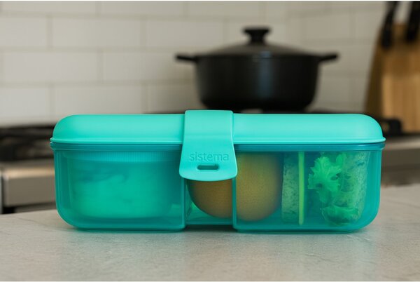 Sistema Dělený svačinový box Lunch Ribbon s nádobou na jogurt 1,1 l, mátová
