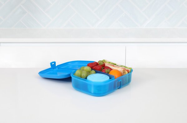 Sistema Dělený svačinový box Lunch Ribbon s nádobou na jogurt 1,1 l, modrá