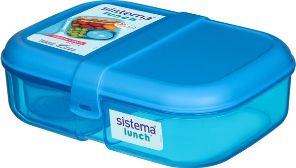 Sistema Dělený svačinový box Lunch Ribbon s nádobou na jogurt 1,1 l, modrá