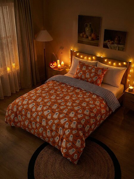 Sinsay - Sada ložního prádla s halloweenským motivem - oranžová