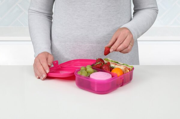Sistema Dělený svačinový box Lunch Ribbon s nádobou na jogurt 1,1 l, růžová