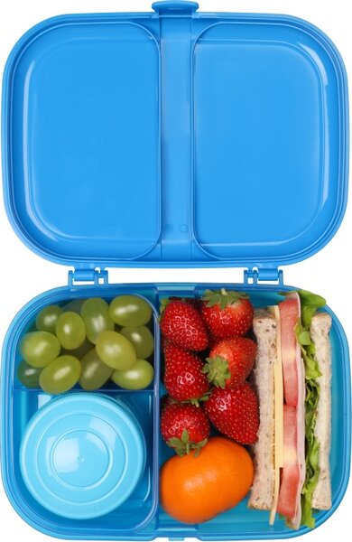 Sistema Dělený svačinový box Lunch Ribbon s nádobou na jogurt 1,1 l, modrá