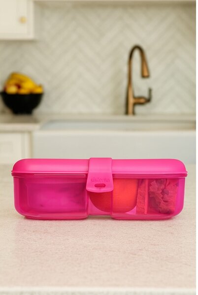 Sistema Dělený svačinový box Lunch Ribbon s nádobou na jogurt 1,1 l, růžová