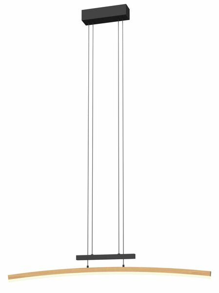 WOFI Závěsné svítidlo Bologna 1x 27W LED 3050lm 3000K černá + dřevo 7020-106